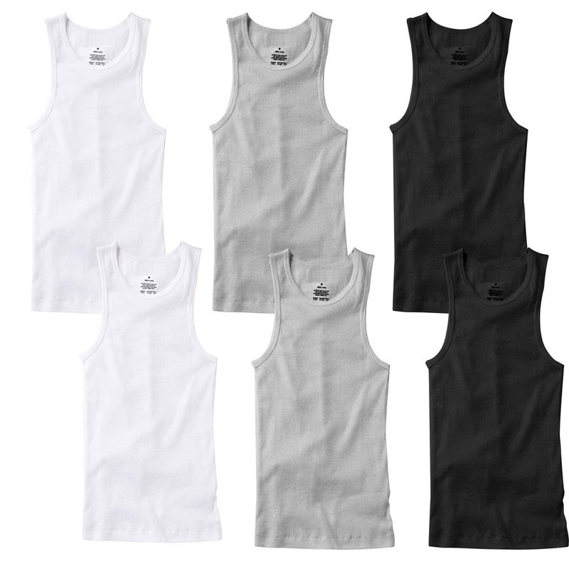 TZ Promise 3-6 Pack Men's Tank Top Undershirt 100% Cotton Plain Ribbed Workout A-Shirts (6-Pack Mixed, Medium) - Image 1